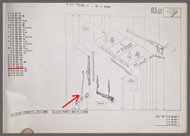 R20-R30: Ruitenwisser arm Ducellier (New Old Stock).