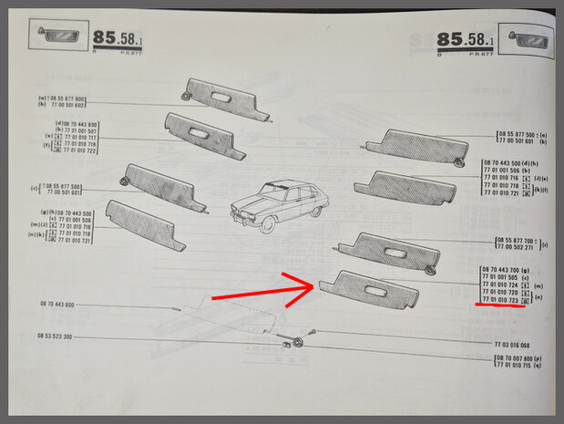 Renault 16: Zonneklep links met spiegel (New Old Stock).