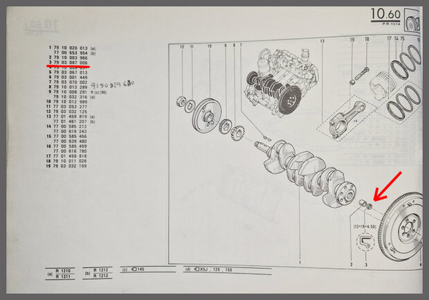 Renault 14: Joint du roulement sup&eacute;rieur d&rsquo;amortisseur (12 &times; 19 &times; 4,5 mm) (New Old Stock).