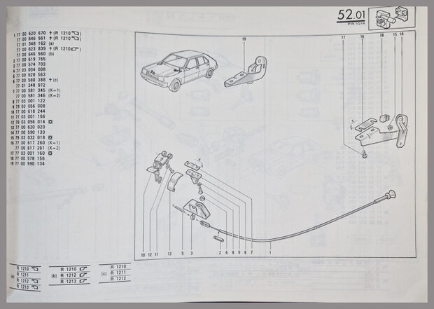 Renault 14: Jeu de serrure de capot (New Old Stock).