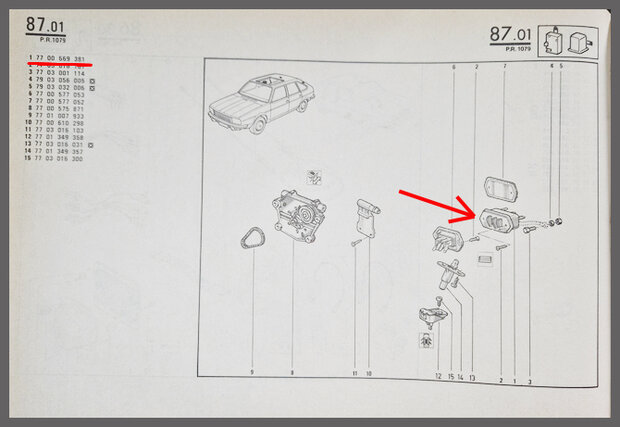 Renault 20-30, Fugeo, Master: Contact schakelaar achterklep (New Old Stock).