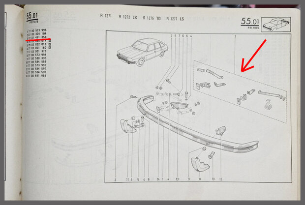 Renault 20-30: Bevestiging set voorbumper (New Old Stock).