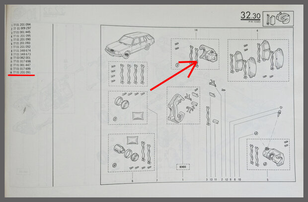 Renault 18: Remklauw rechts (New Old Stock).