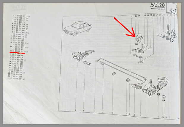 Renault 18: Serrure de coffre (New Old Stock).