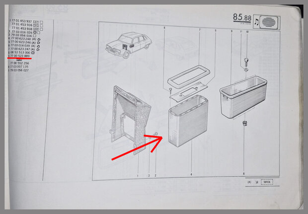 Bak midden console, donkerbruin (gebruikt).