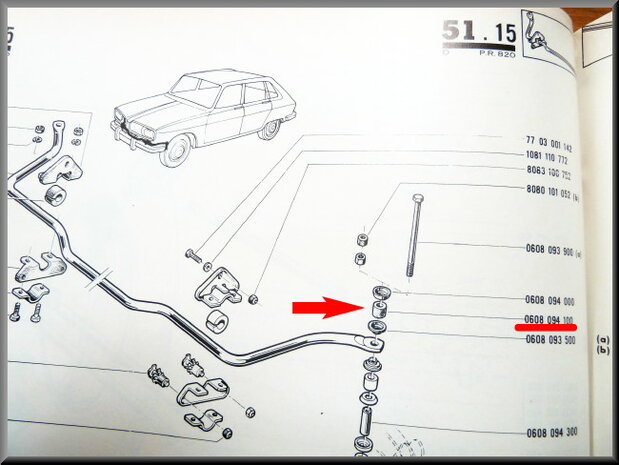 Rubber stabilisatorstang (24x10x20mm). 