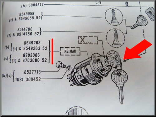 Ignition lock R16 1967-1973 (used).