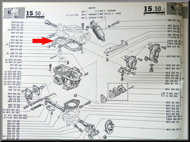 Joint de couvercle de carburateur Solex R16 L.