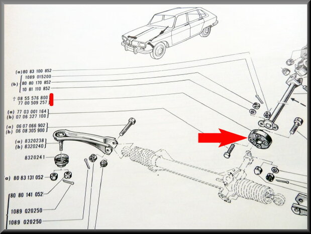 Flexible disc steering column for R4, R5, R8, R16, R18.