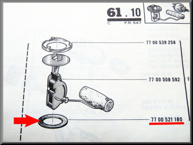 Seal fuel float (rubber).