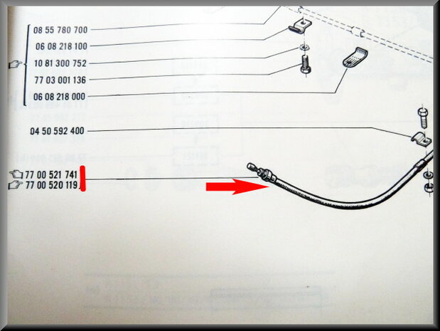 Handrem kabel voor handrem links van het stuur voor R16 1965-1974.