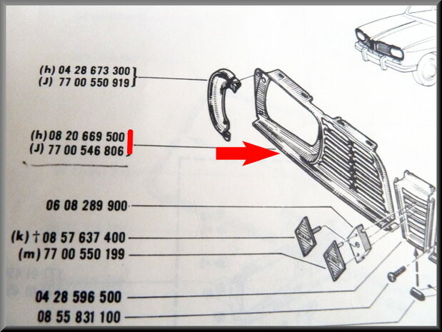 Grill right R16 TS and TL.