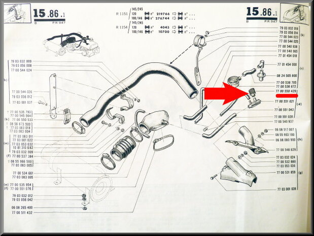 Filtre / tamis de recyclage des gaz moteur R16 TS/TX.