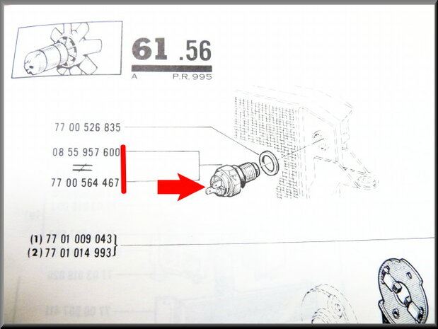 Thermostat du ventilateur de refroidissement (degrés Celsius 92-82).