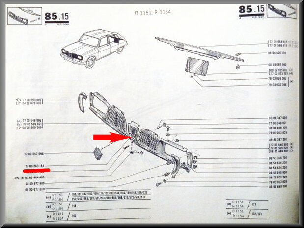 Radiator grill middle part for R16 TS and TL late version.