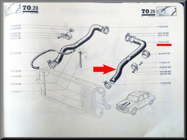 Radiator hose left.