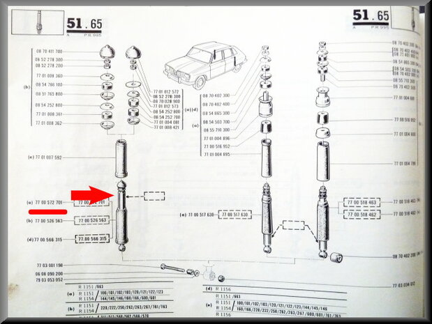 Rear shock absorbers R16 1964 till 1981.