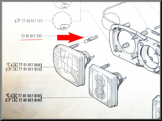 Headlight spring R16 TX.