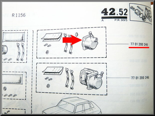 Étrier de frein droit R16 TX 1973-1975 (Excl: en échange 150 euro consigne).