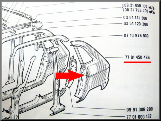 Wing rear left including lockingplate.