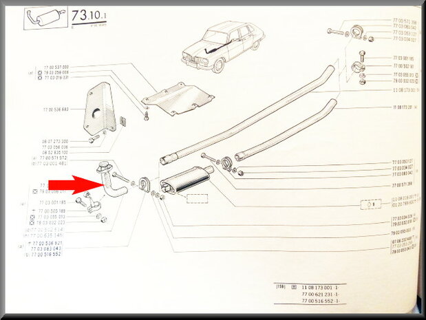 Collecteur d'echappement  R16 TX>1975.