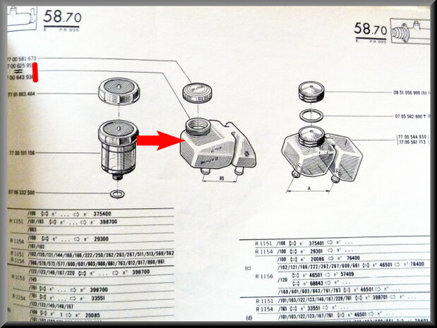 Remvloeistof reservoir met dop R16 TL-TX (85 mm)..