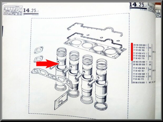  Piston and linerset R16 L (82mm).  