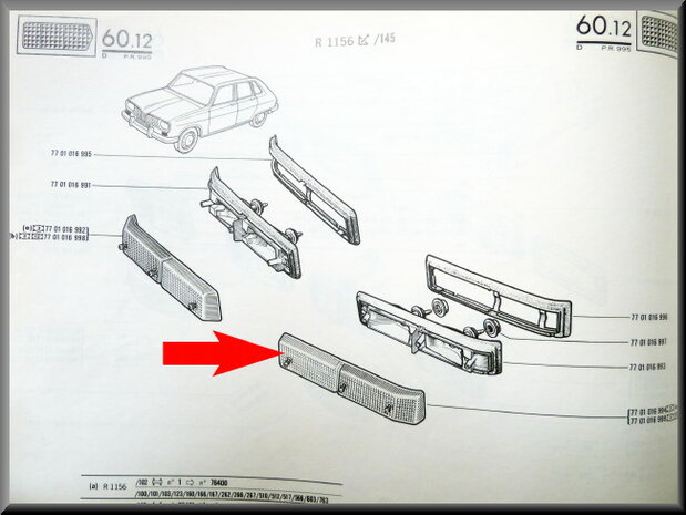 Verre clignotant avant gauche R16 TX.