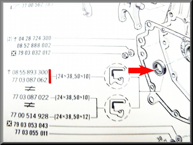 Main shaft seal 4 and 5 gear (24x38,5x10mm).