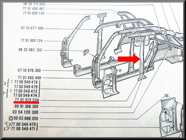 B-pillar inside right (used).