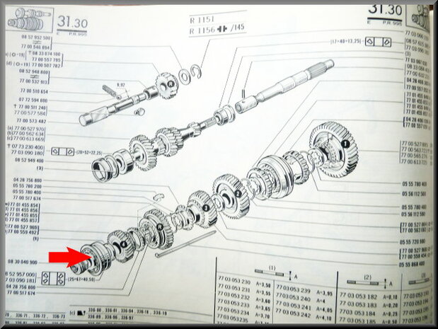 Lager versnellingsbak as achterzijde (25x67x40,5 mm).