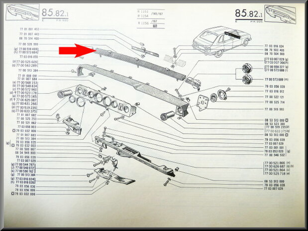 Grille d'aération dans le tableau de bord. 