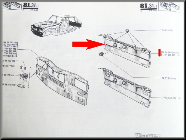 Face arrière pour R16 > 1970.