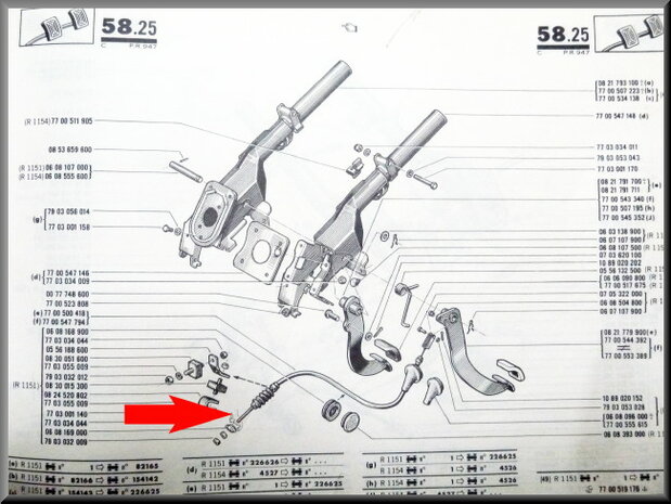 Câble d'embrayage tous les types sauf R16 L.