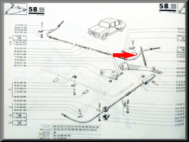 Handbrake cable rear left. 