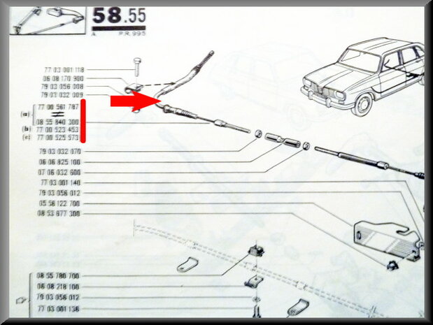 Handbrake cable rear right.