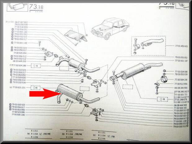 Silencieux central R16 > 1972. 