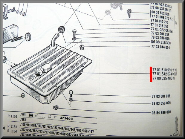 Réservoir à essence pour Renault 16 sauf 1150 (occasion).