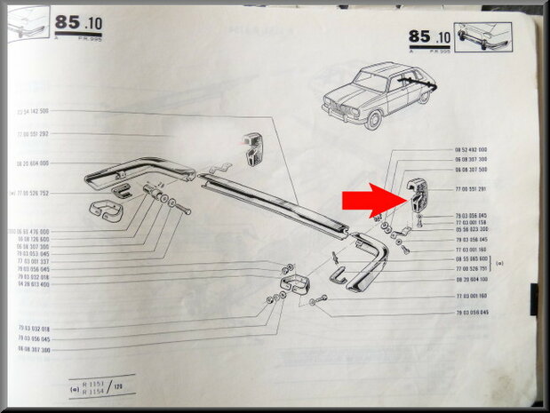 Bumper buffer rear left R16 TL, TS (second type) and TX.