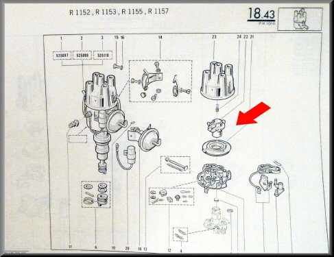 Distributor cap with finger SEV Marshall. 