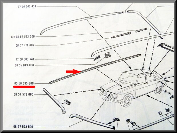 Right chrome trim strip that runs along the sill (used).