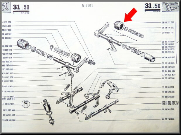 Seal on left for the gear shift axle.