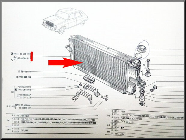 Radiateur R16 TL, TS (Type 2) et TX (Excl: En échange 150 euro consigne).