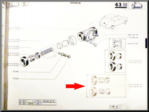 Revisie set wielrem cilinder Bendix (22,2mm).