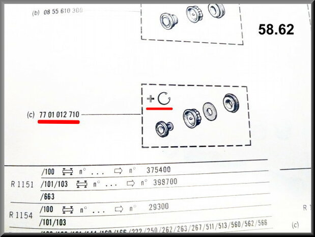 Repairset for the brake master cylinder for Renault 16 TL-TS (Bendix 19 mm)