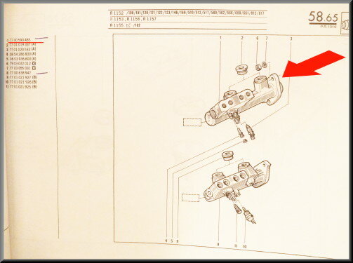 Brake master cylinder repairset R16 TL-TX >1977 (Bendix 20,6 mm). 