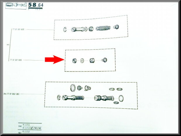 Brake master cylinder repairset R16 TS and TL first type (Bendix 19 mm). 