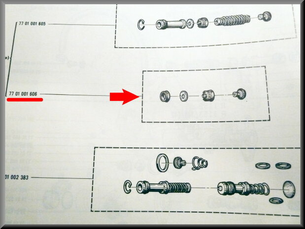 Hoofdremcilinder revisieset R16 TS en TL eerste type (Bendix 19 mm). 