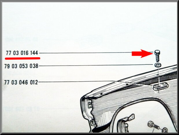 Vis pour clip écrou de fixation sur chassis R4, R16, R12.