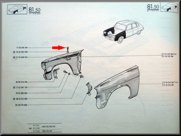 Schroef bevestigingsklem carrosserie R4, R16, R12.